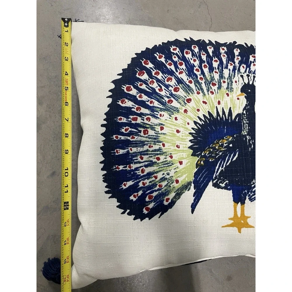 Peacock‎ Design Decorative Throw Pillow with Tassels 16